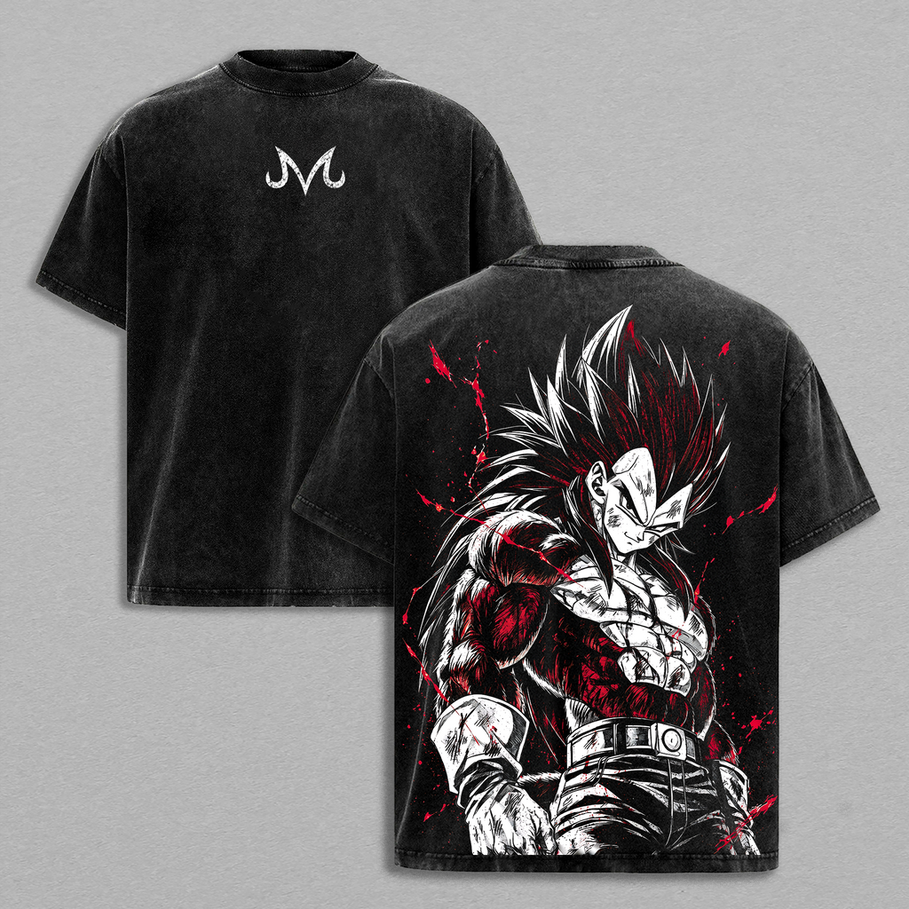SSJ Final Shine Attack SSJ4 Prince of Saiyans Anime Vintage Washed Tee