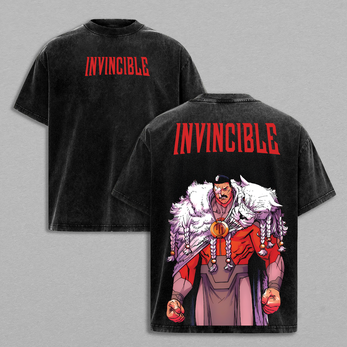 "Thragg The Conqueror" Viltrumite War - Invincible Comic Double Printed Oversize Lightweight Acid Washed Tee