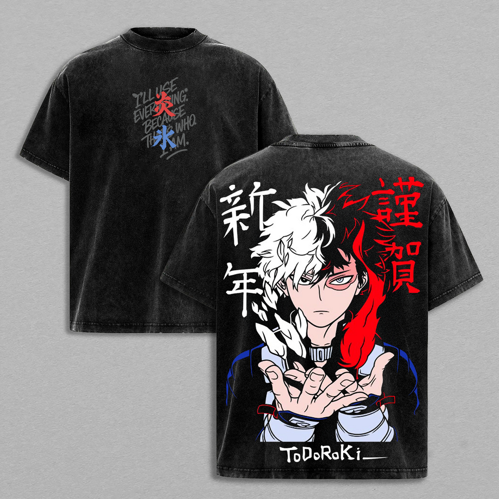 Shoto Todoroki My Hero Academia Anime Vintage Washed Tee