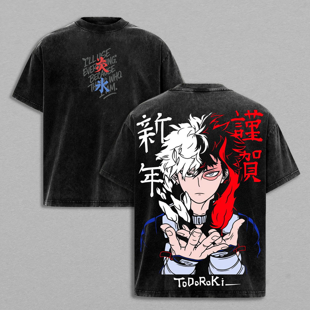 Shoto Todoroki My Hero Academia Anime Vintage Washed Tee