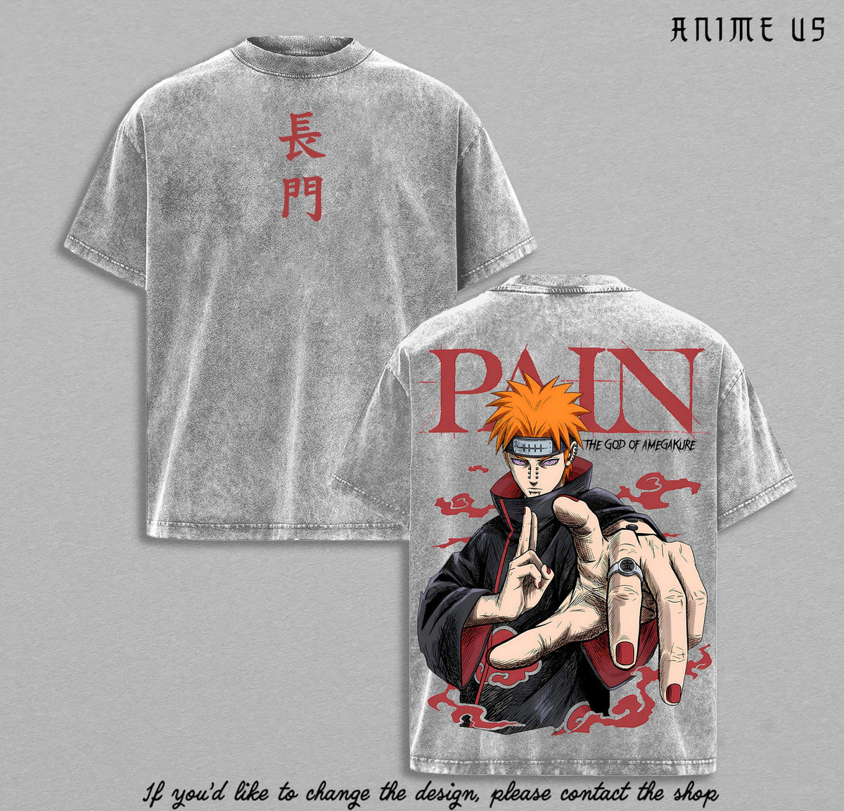 Pain Naruto Shippuden Nagato Rinnegan Anime Vintage Washed Tee