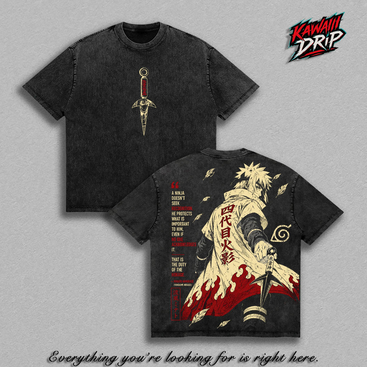 Minato Namikaze Fourth Hokage Narutoo Shippuden Anime Vintage Washed Tee