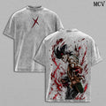 Bardock Washed Tee – DBZ Anime Manga Saiyan Father Graphic Double Printed T-Shirt, Menswear Heavy Cotton Unisex Oversize Streetwear Vintage Edition