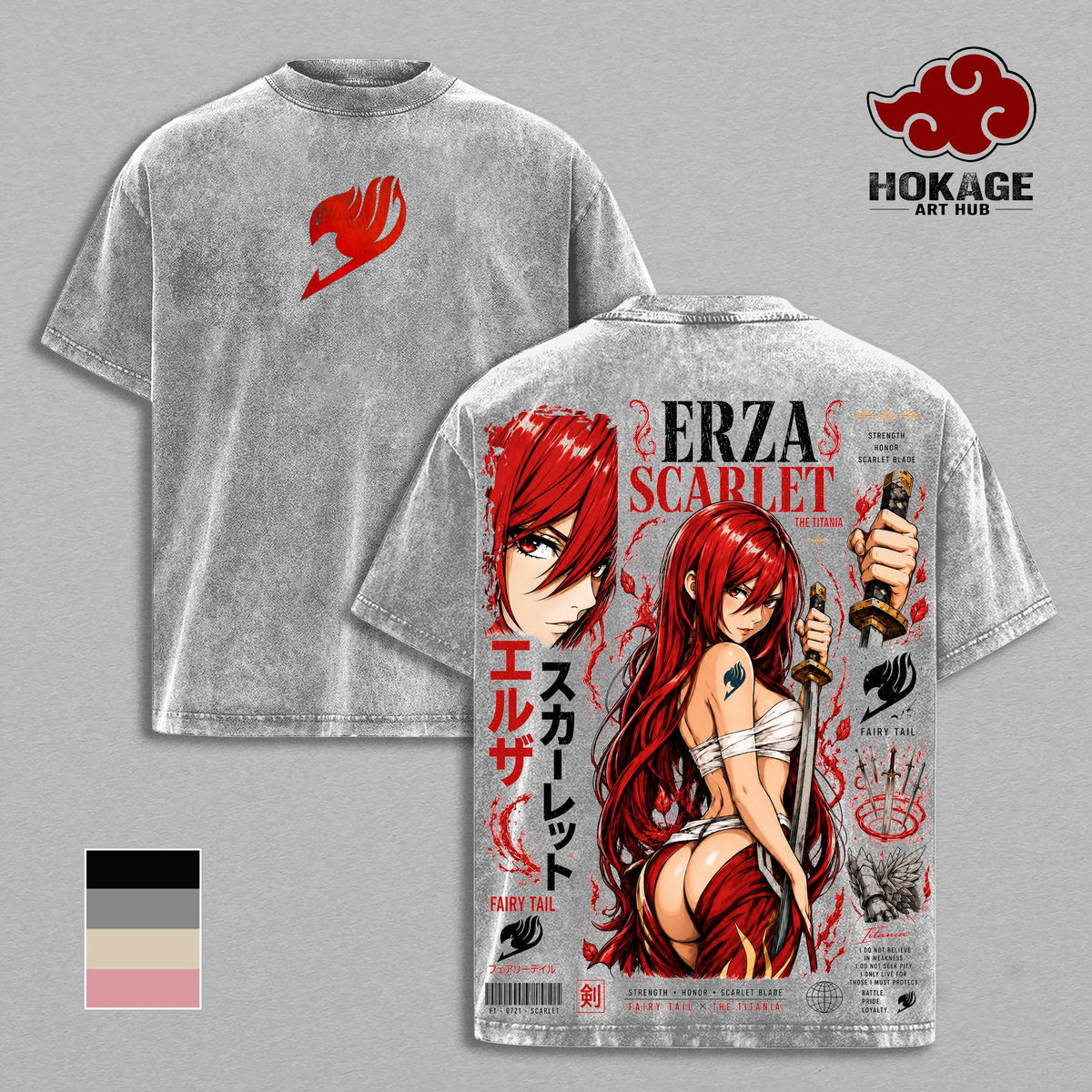 Erza Scarlet Fairy Tail Scarlet Blade Anime Vintage Washed Tee