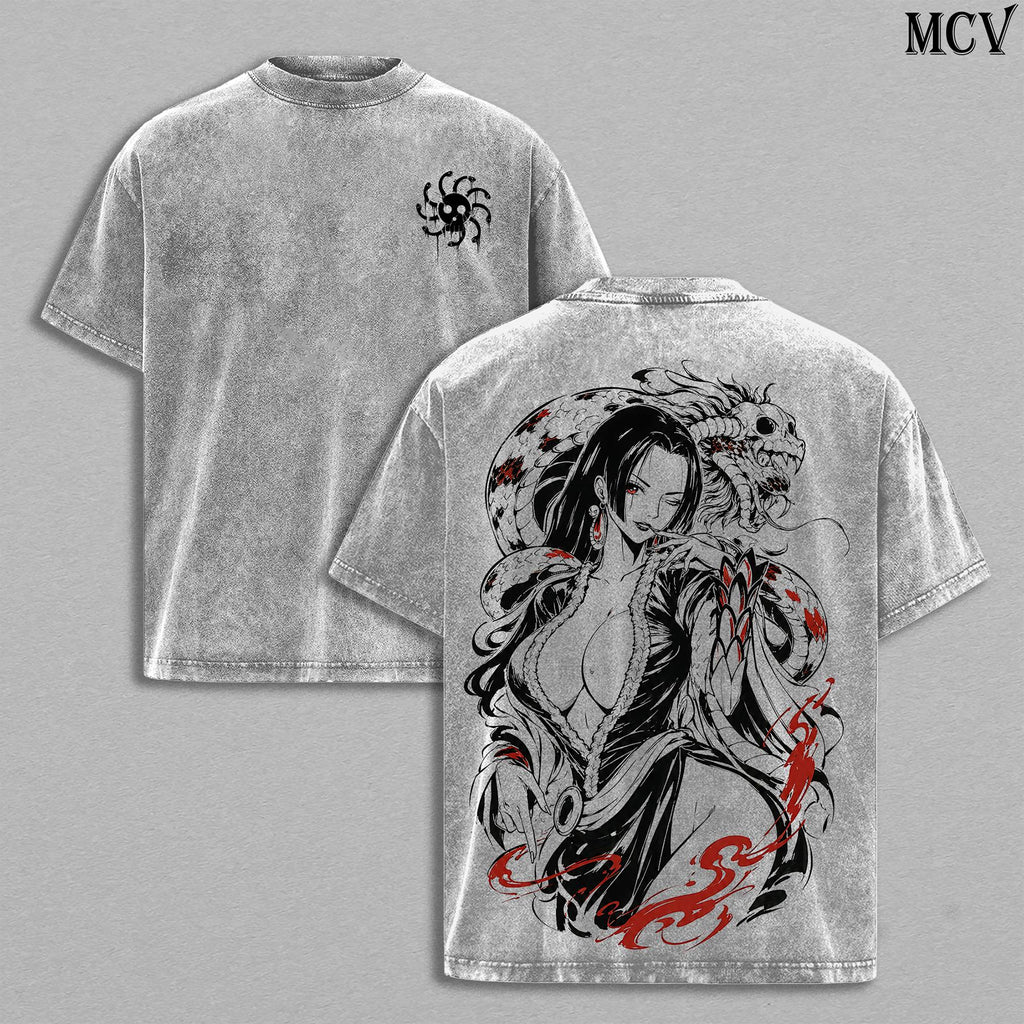 Boa Hancock One Piece'es Pirate Empress Anime Vintage Washed Tee