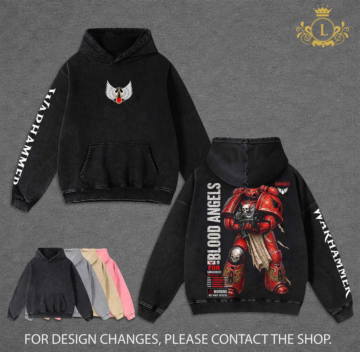 Blood Angels Warhammer 40K Dawn of War IV Vintage Washed Hoodie