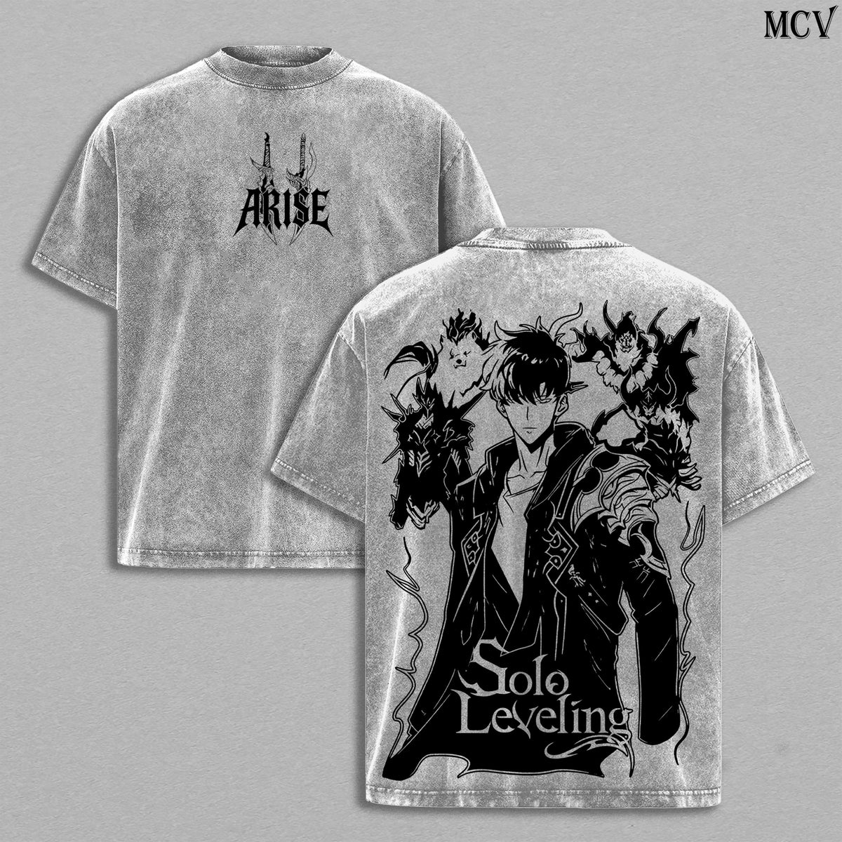 Arise Sung Jin-Woo Solo Leveling Shadow Monarch Anime Vintage Washed Tee
