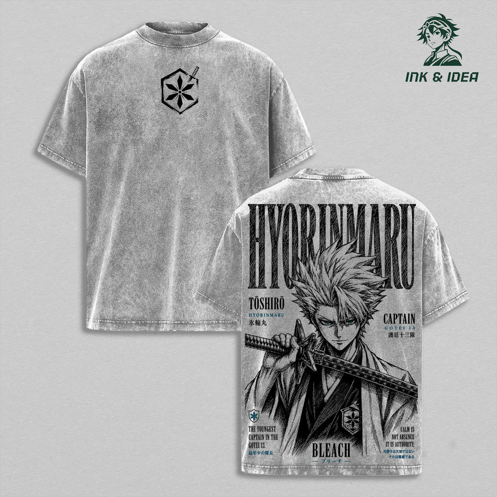 Toshiro Hitsugaya Bleach Hyorinmaru Anime Vintage Washed Tee