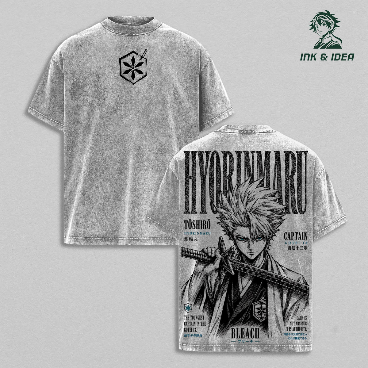 Toshiro Hitsugaya Bleach Hyorinmaru Anime Vintage Washed Tee