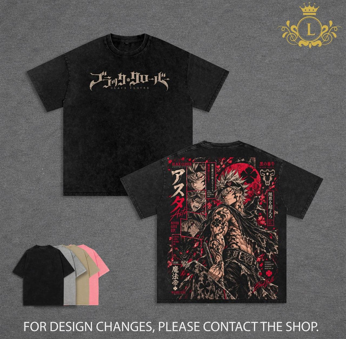 Limited Asta Black Clover Anime Vintage Washed Tee