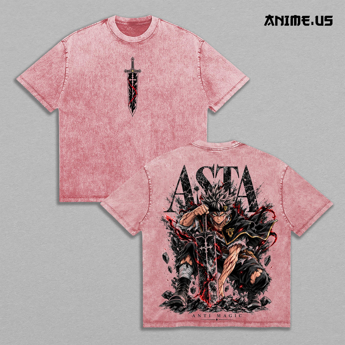 Asta Black Clover Anti Magic Anime Vintage Washed Tee