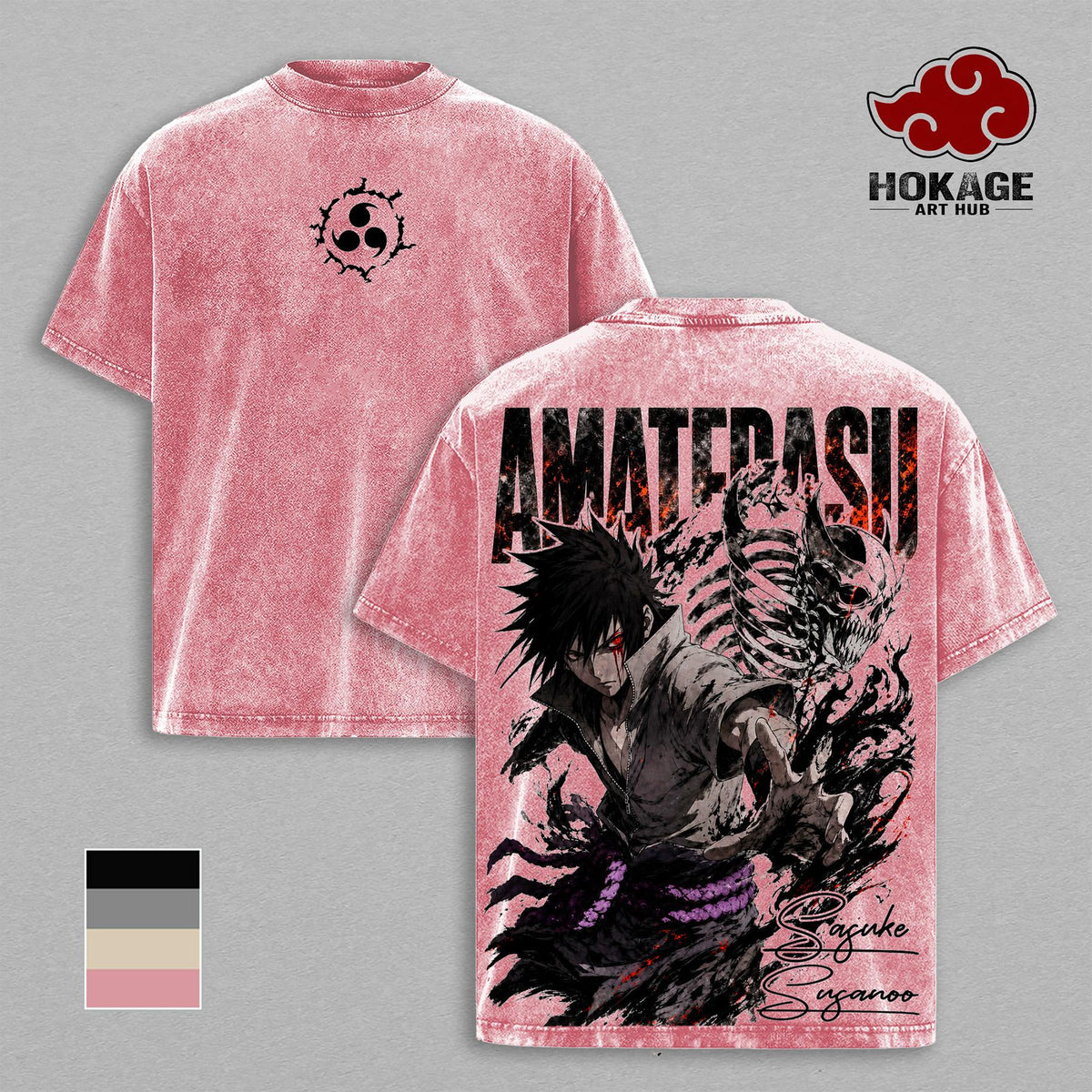 Sasuke Susanoo NRT Amaterasu Curse Mark Anime Vintage Washed Tee