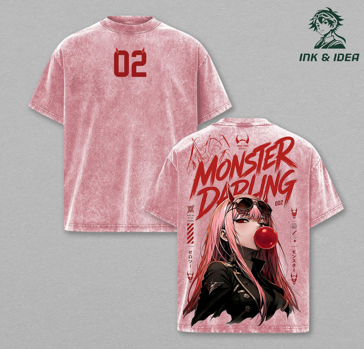 Zero Two Darling in the Franxx Anime Vintage Washed Tee
