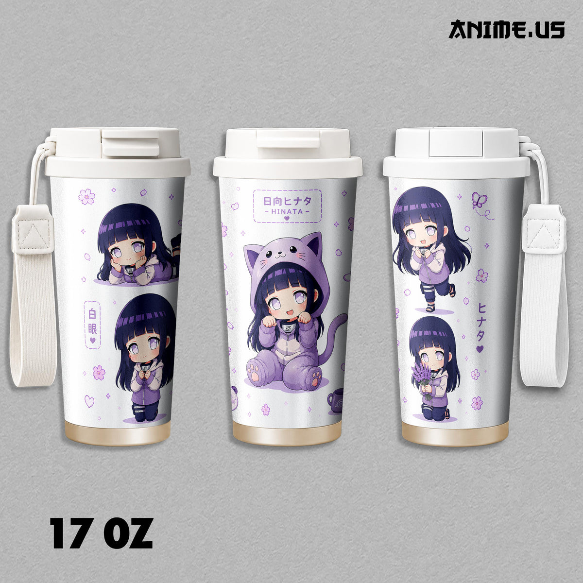 Hinata Hyuga Chibi Byakugan Naruto Anime Tumbler 17oz 24oz 30oz