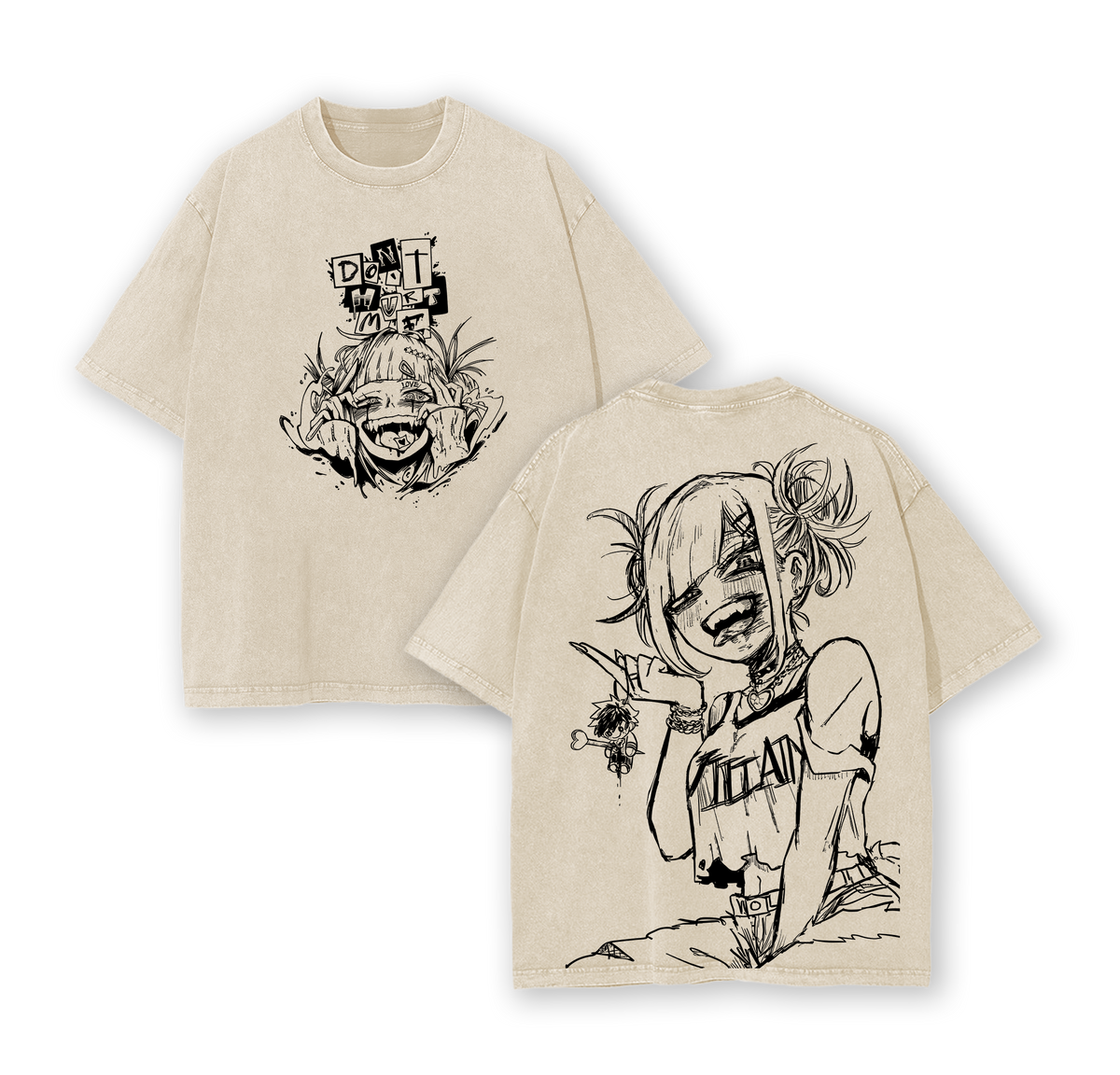 Himiko Toga My Hero Academia Anime Double Printed Vintage Washed Tee