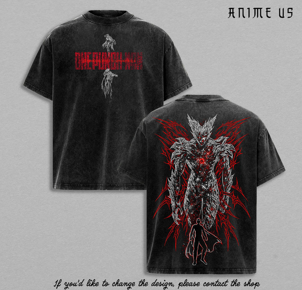 Garou One Punch Man Vintage Washed T-Shirt, Hero Hunter Garou Anime Graphic Shirt, Oversized Streetwear Tee