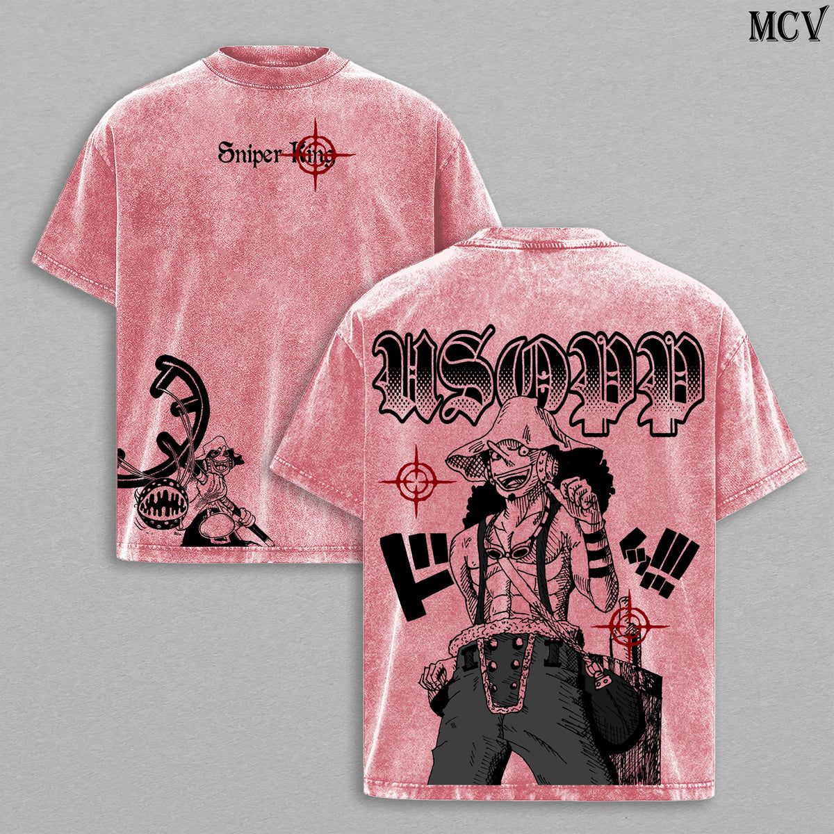 Usopp Sniper King One Piece Sogeking Anime Vintage Washed Tee