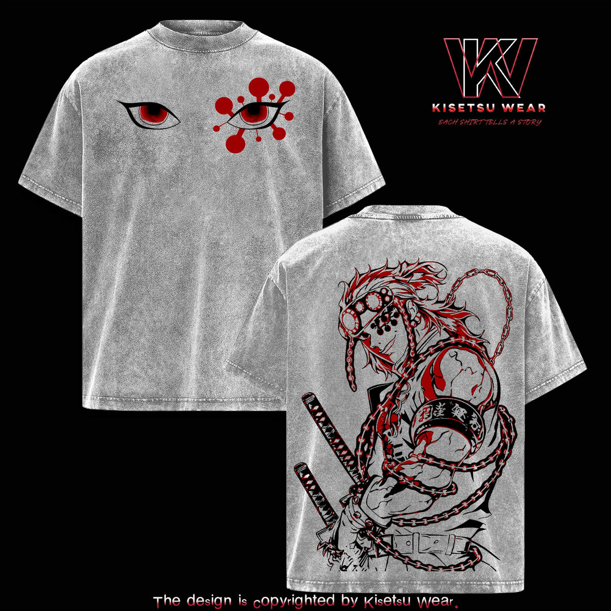 Tengen Uzui Demon Slayer Sound Hashira Anime Vintage Washed Tee