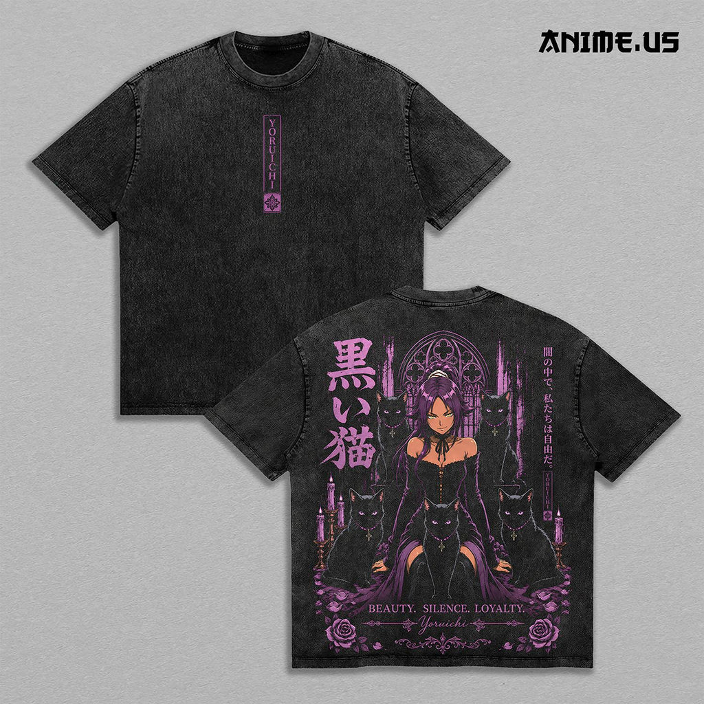 Yoruichi Shihouin Black Cat Queen Bleach Anime Vintage Washed Tee