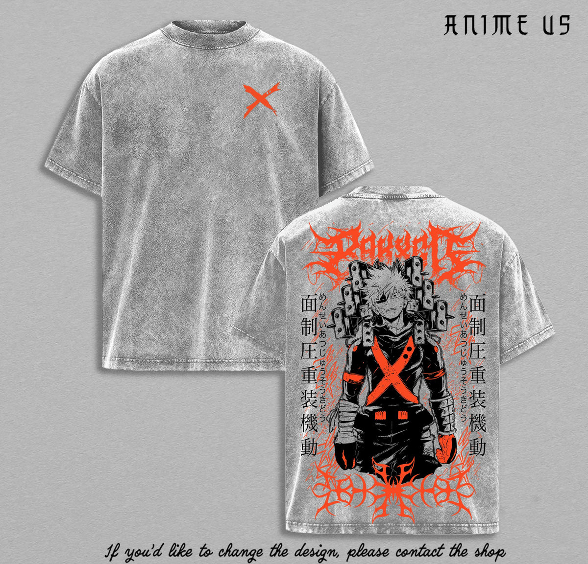 Bakugo Katsuki My Hero Academia Shirt Anime Vintage Washed Oversized Tee Manga Graphic Streetwear Unisex
