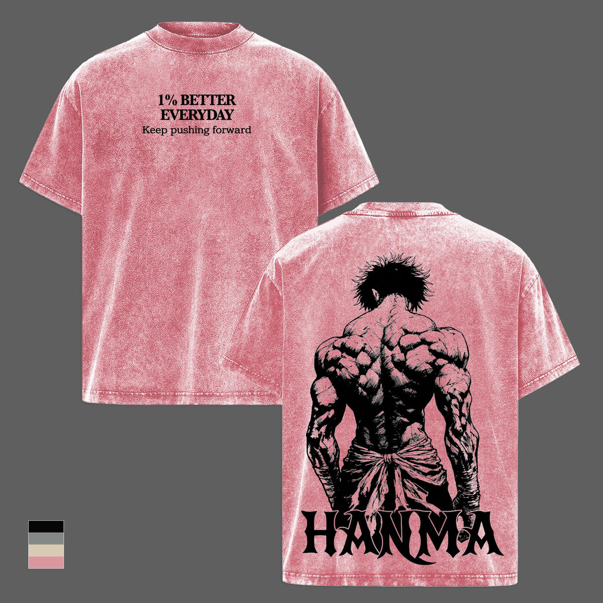 Baki Hanma 1% Better Every Day Gym Anime Vintage Washed Tee