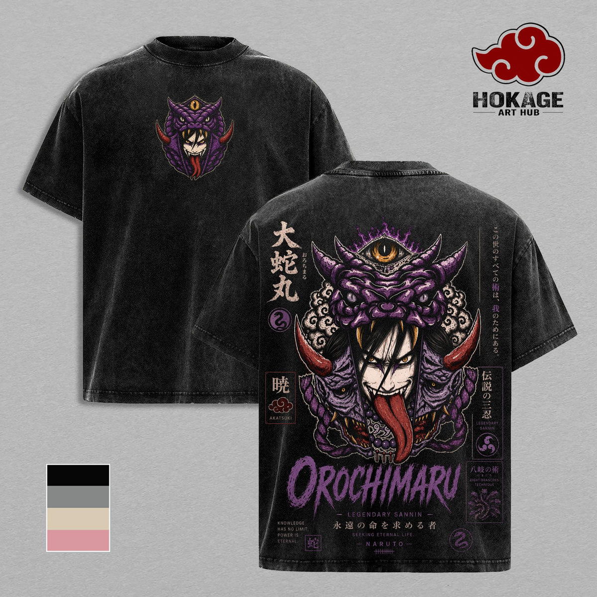 Orochimaru NRT Legendary Sannin Anime Vintage Washed Tee