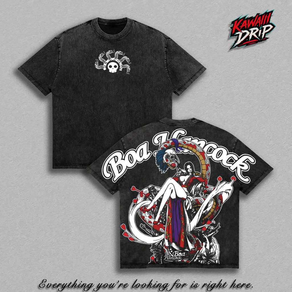 Boa Hancock Snake Princess One Piecee Anime Vintage Washed Tee