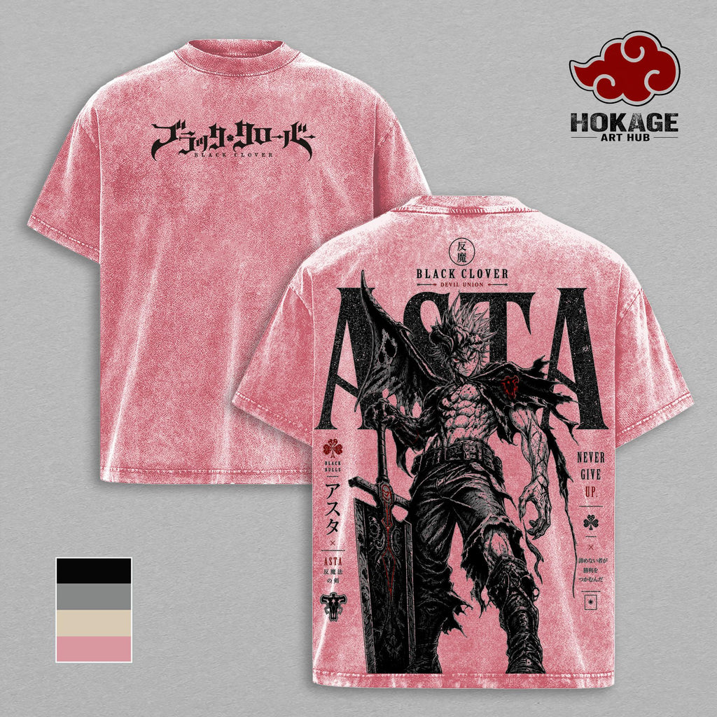 Asta Black Clover Devil Union Anime Vintage Washed Tee