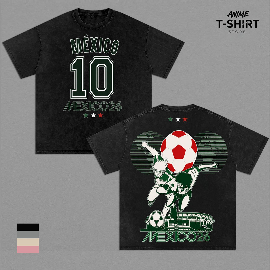 Mexico World Football Tour 2026 Vintage Washed Anime Soccer T Shirt V.3