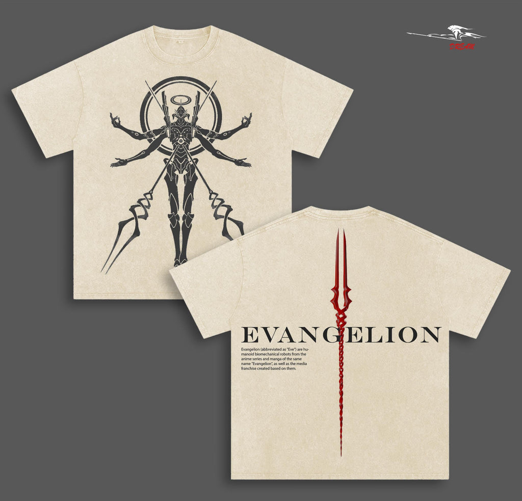 Eva. Unit 01 Neon Genesis Evangelion Anime Double Printed Vintage Washed Tee Unisex Oversize Anime Manga Washed Heavyweight Cotton T-shirt