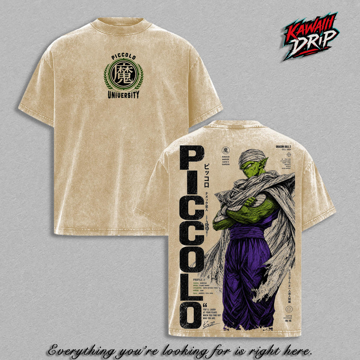 Piccolooo Namekian Warrior DBZ Anime Vintage Washed Tee