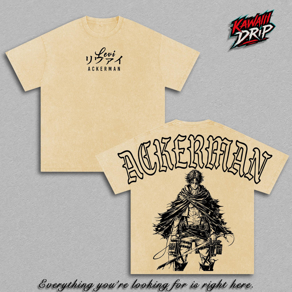 Levi Ackerman Attack on Titan AOT Anime Vintage Washed Tee