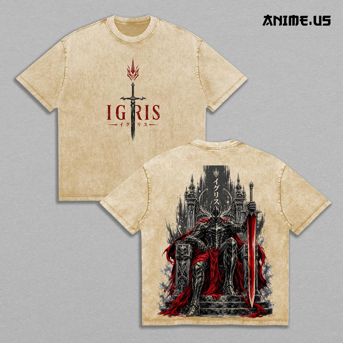 Igris Solo Leveling Shadow Knight Anime Vintage Washed Tee