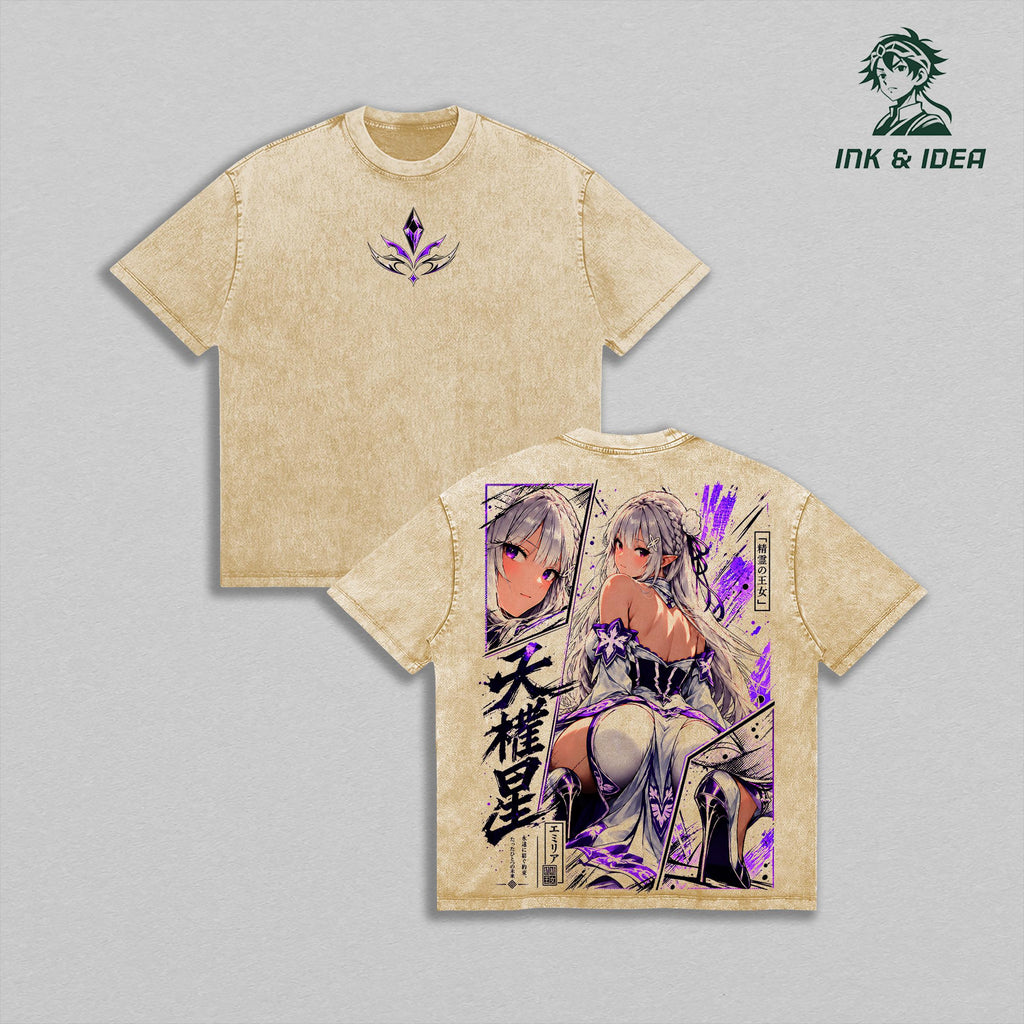 Emilia Half-Elf Princess Re:Zero Anime Vintage Washed Tee