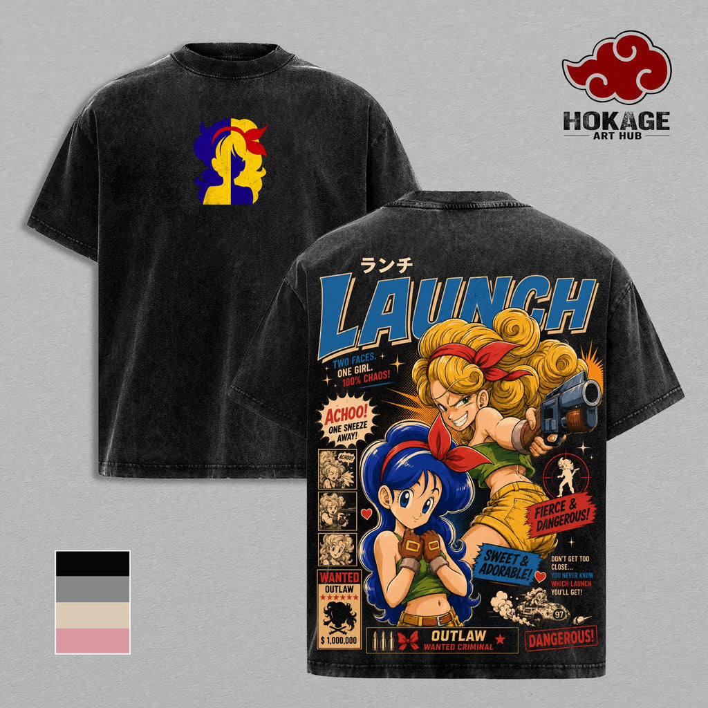 Launchh DBZ Blonde Outlaw Anime Vintage Washed Tee