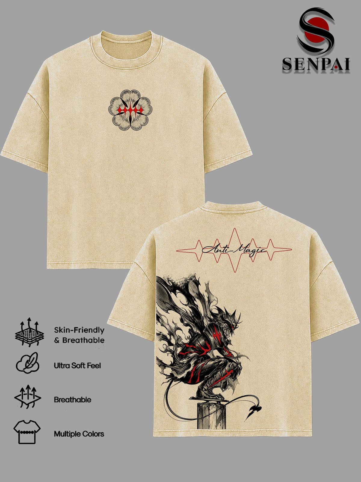 Asta Black Clover Dark Fantasy Anime Vintage Washed Tee