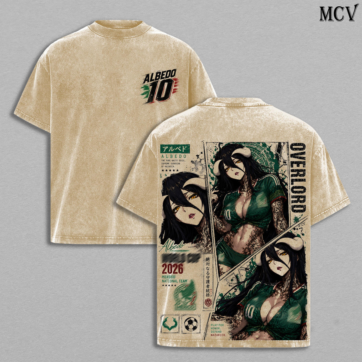 Albedo Overlord Mexico's World Football 2026 Anime Vintage Washed Tee