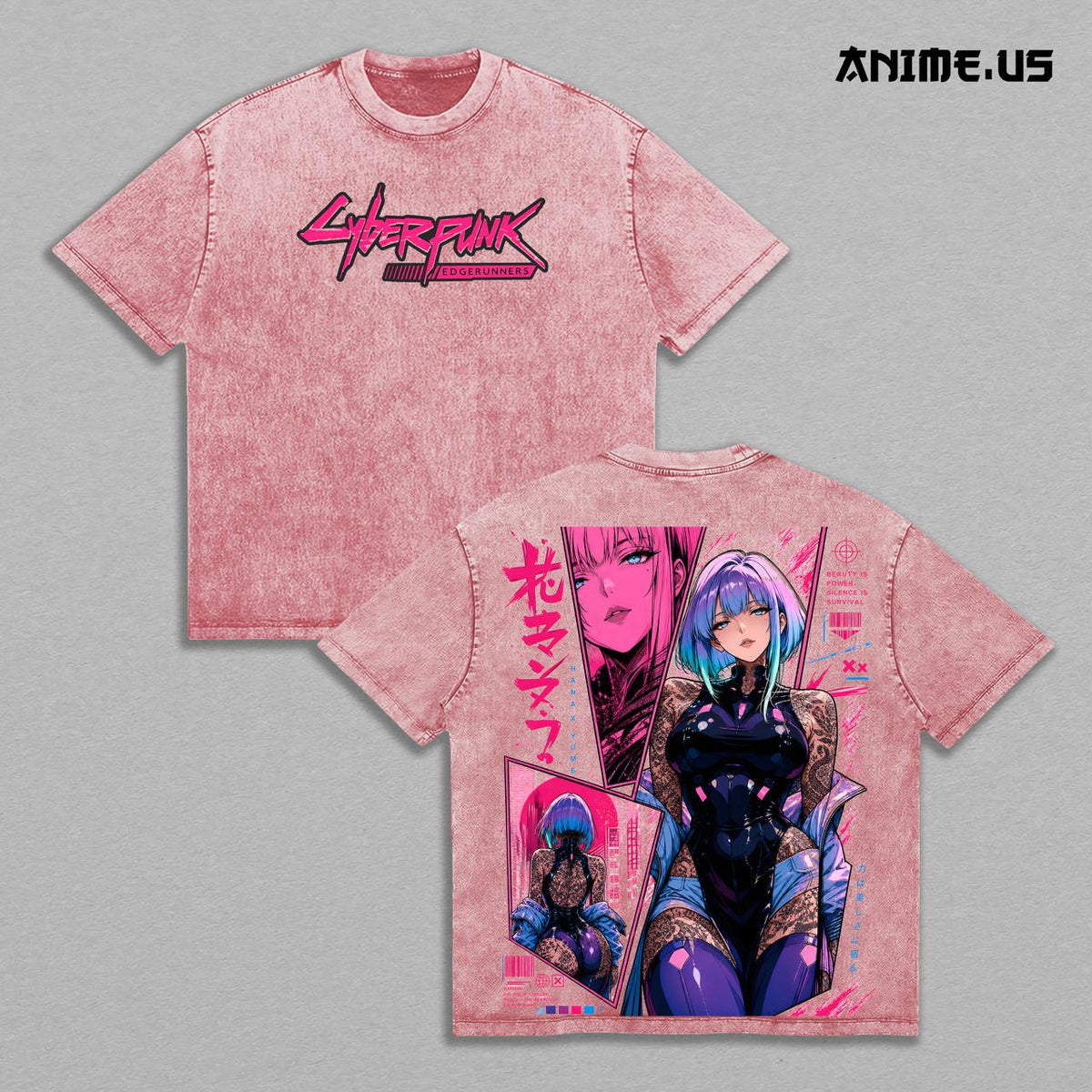 Lucy Cyberpunk Edgerunners Night City Anime Vintage Washed Tee