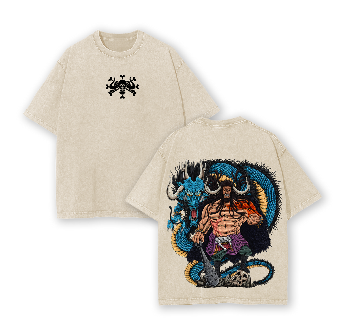 The Beasts Pirates Kaido One Piece Vintage Washed Oversize T-Shirt