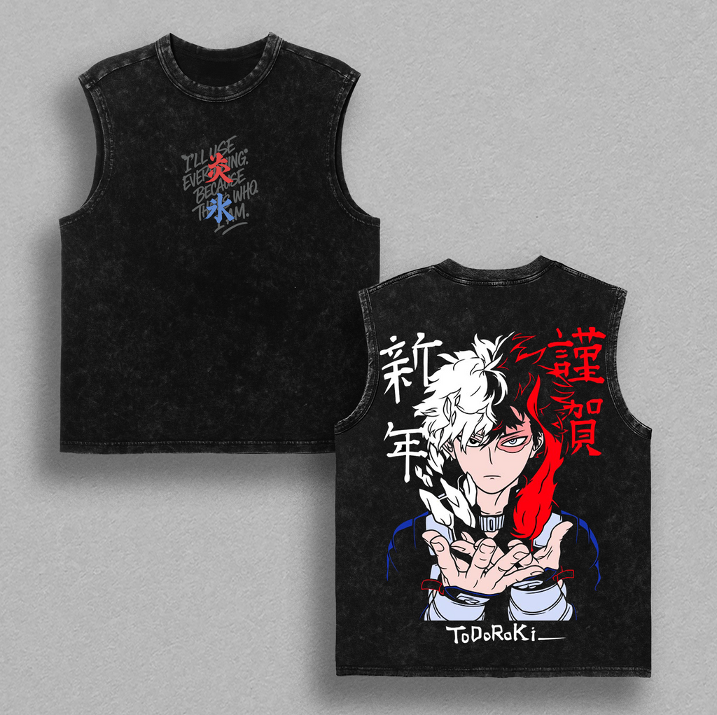 Shoto Todoroki My Hero Academia Anime Vintage Washed Tee