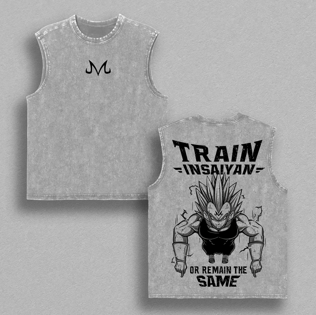 Saiyan Prince Training Anime Gym Motivation Vintage Washed Oversized Graphic Tee Warrior Mindset Streetwear Shirt