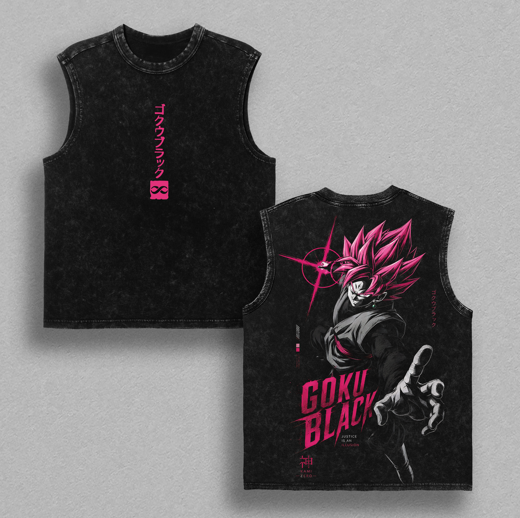 Rosé Kakarot Black x Zamasu Fused DBS Anime Vintage Washed Tee
