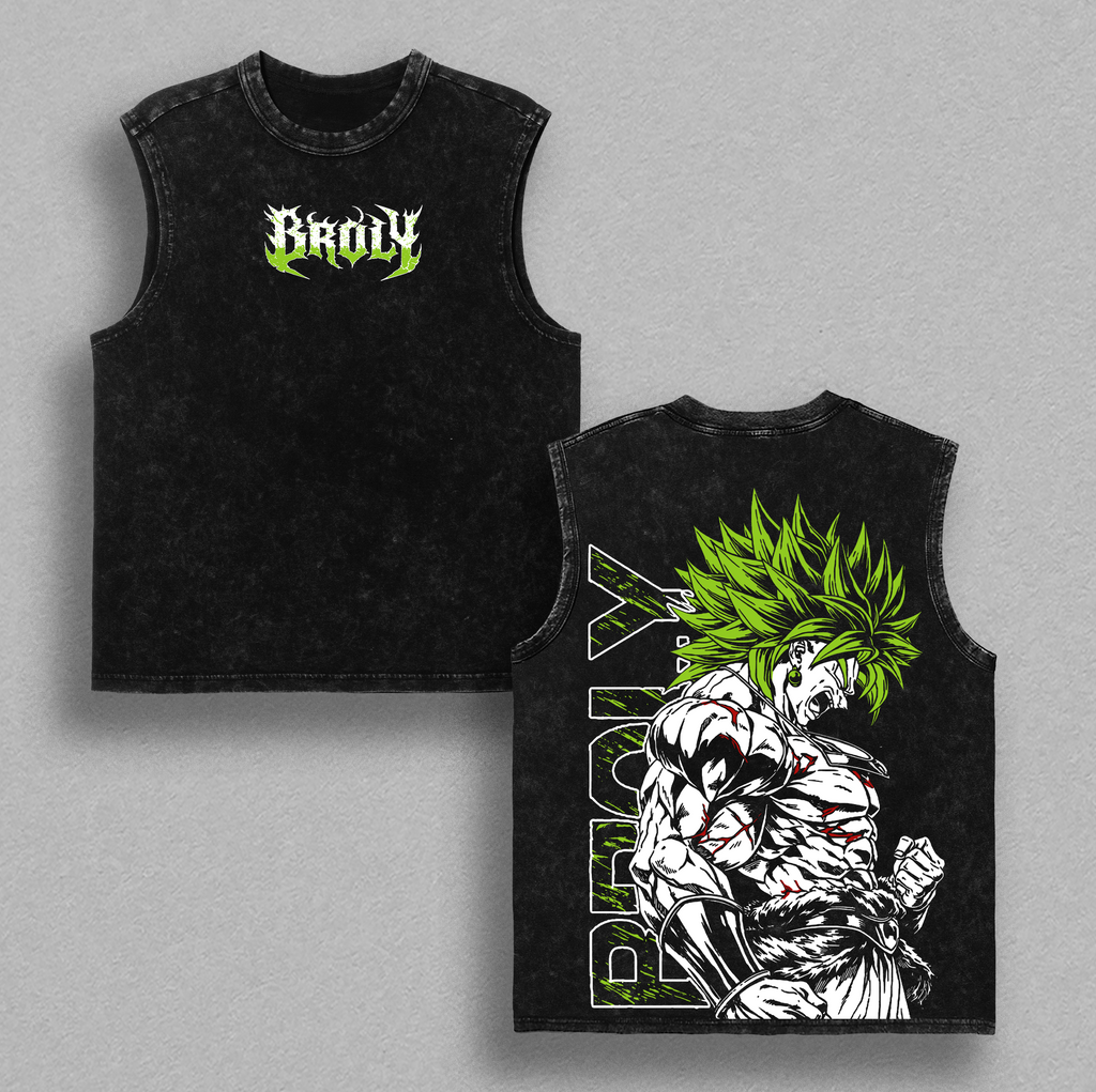 Broly x DBZ Legendary Super Saiyan Anime Vintage Washed Tee