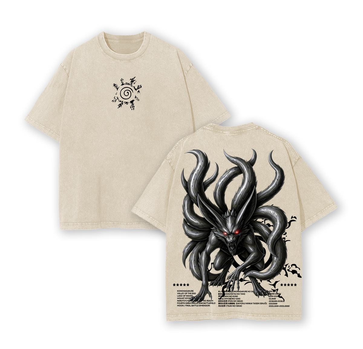 Kurama Nine Tails  Naruto Washed Tee