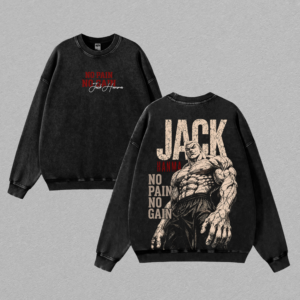 Jack Hanma Baki Gym Anime Vintage Washed Tee