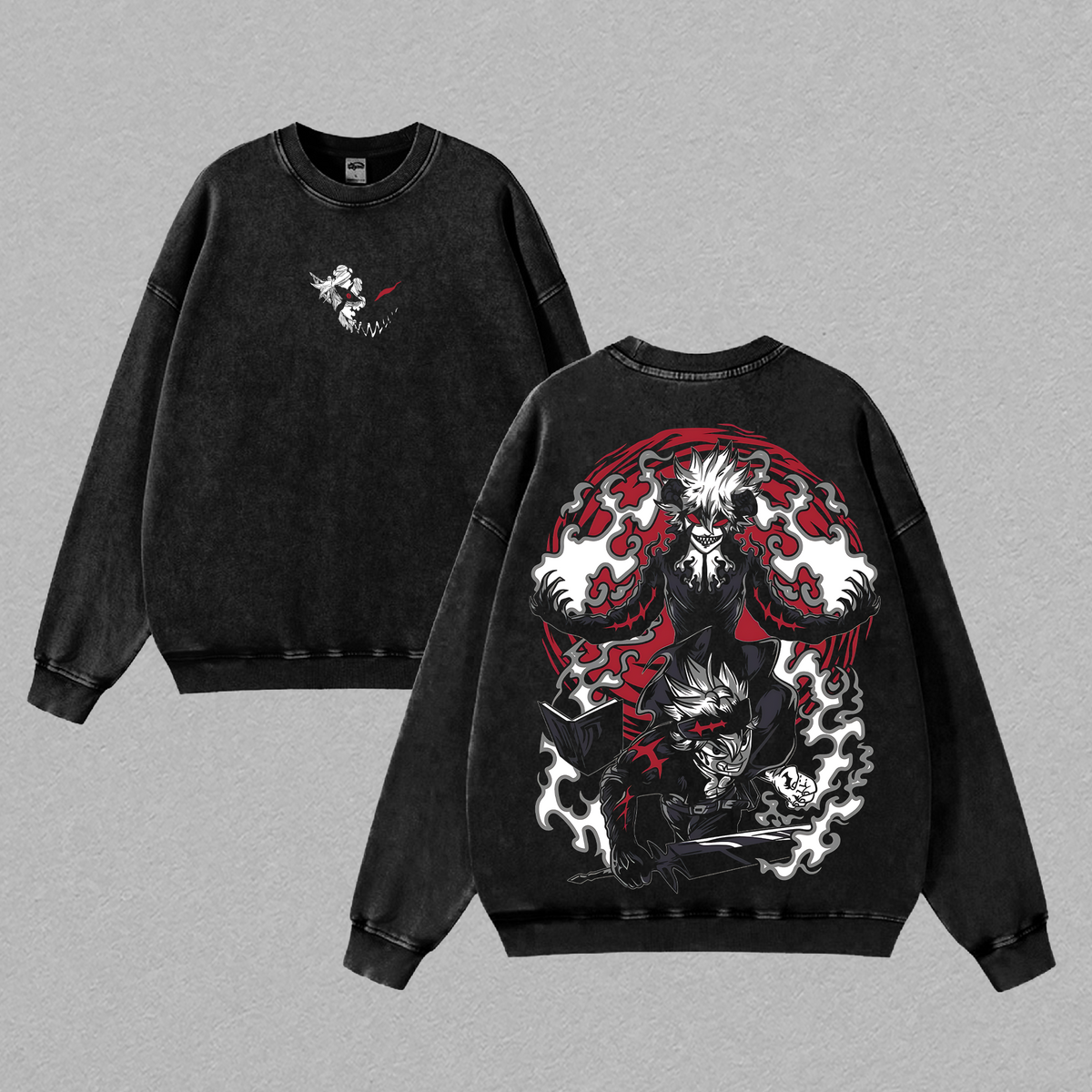 Asta x Black Clover Anime Double Printed Lightweight Washed Tee Aesthetic Anime Streetwear Liebe Asta Demon Form Shirt Magic Knight Black Clover merch