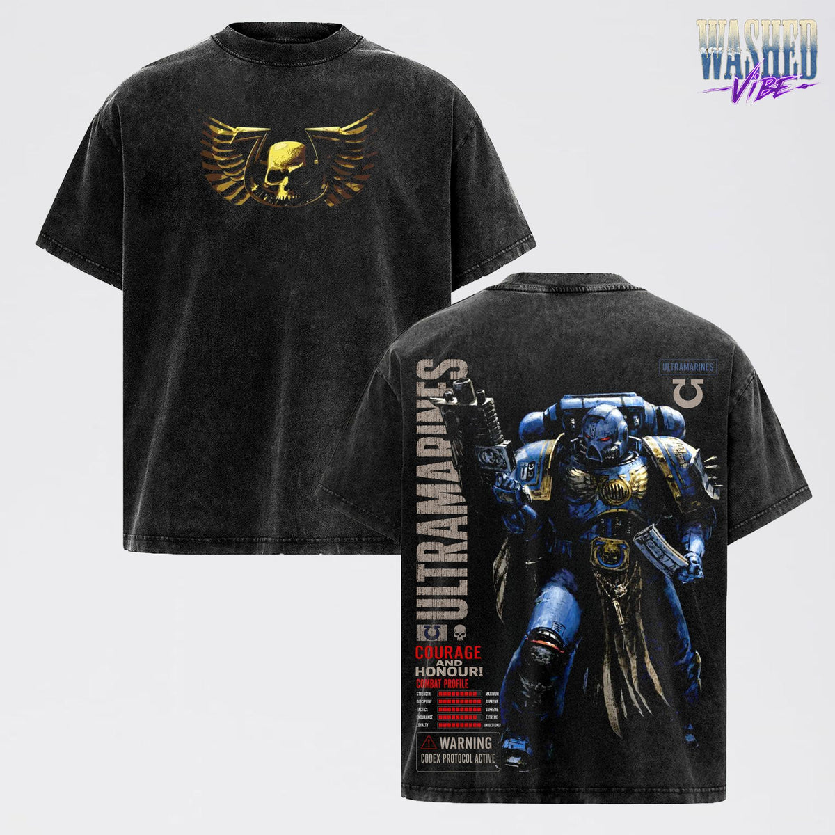 Ultramarine Space Marine Warhammer 40K Vintage Washed Tee