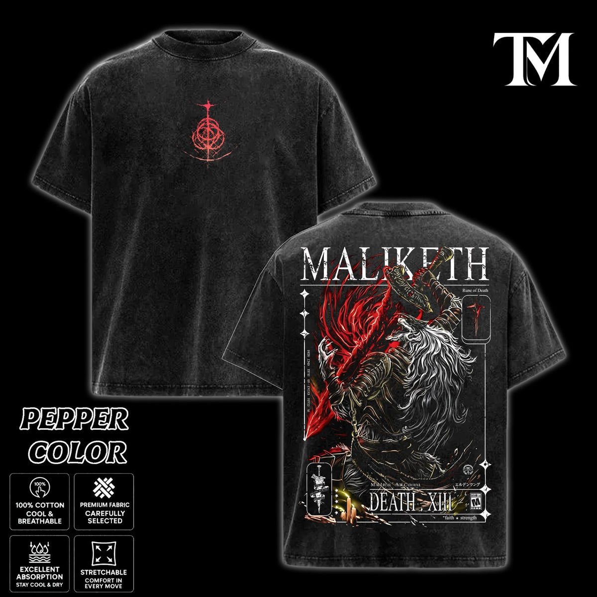 Maliketh the Black Blade Elden Ring Nightreign Vintage Washed Tee