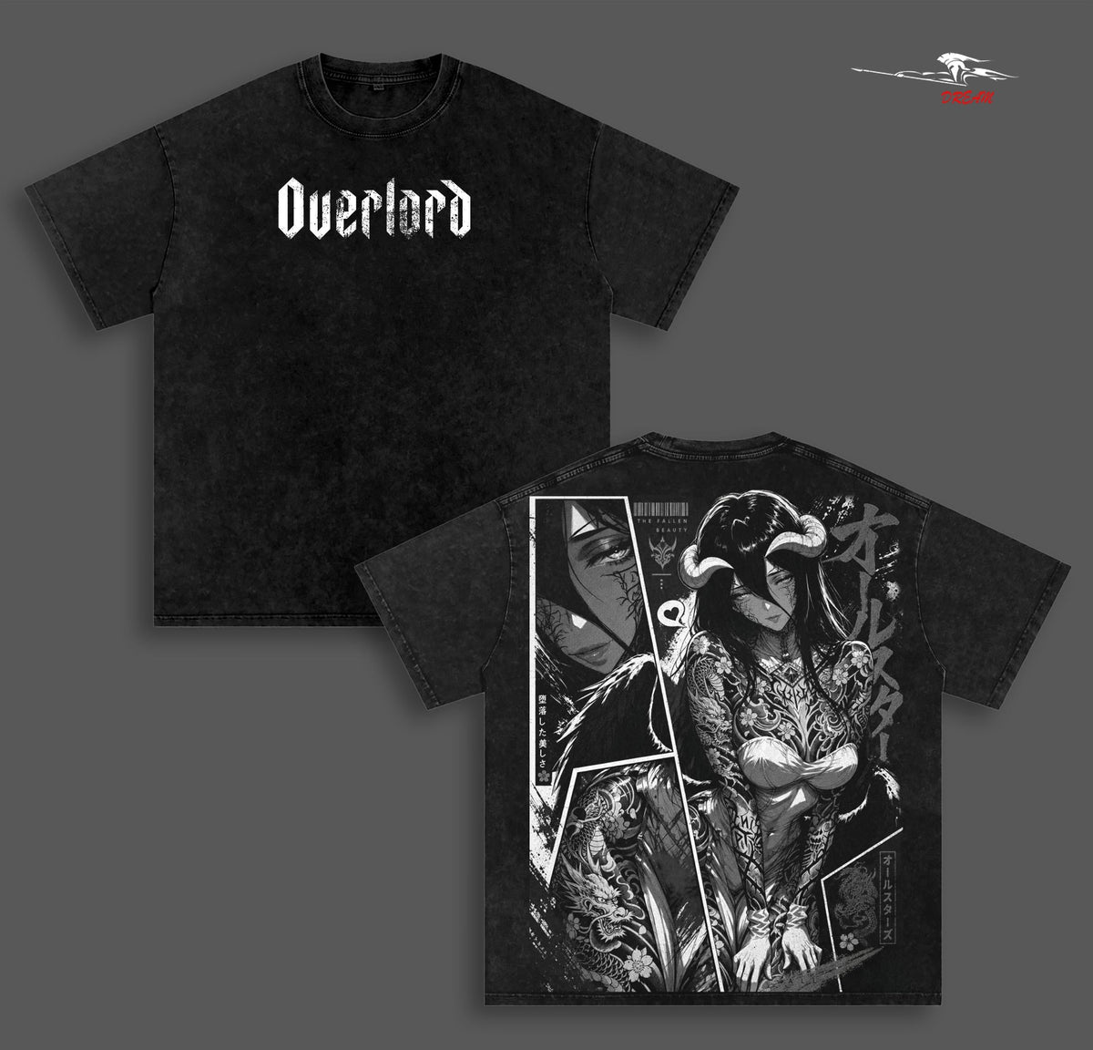 Gothic Albedo Overlord Anime Double Printed Vintage Washed Tee