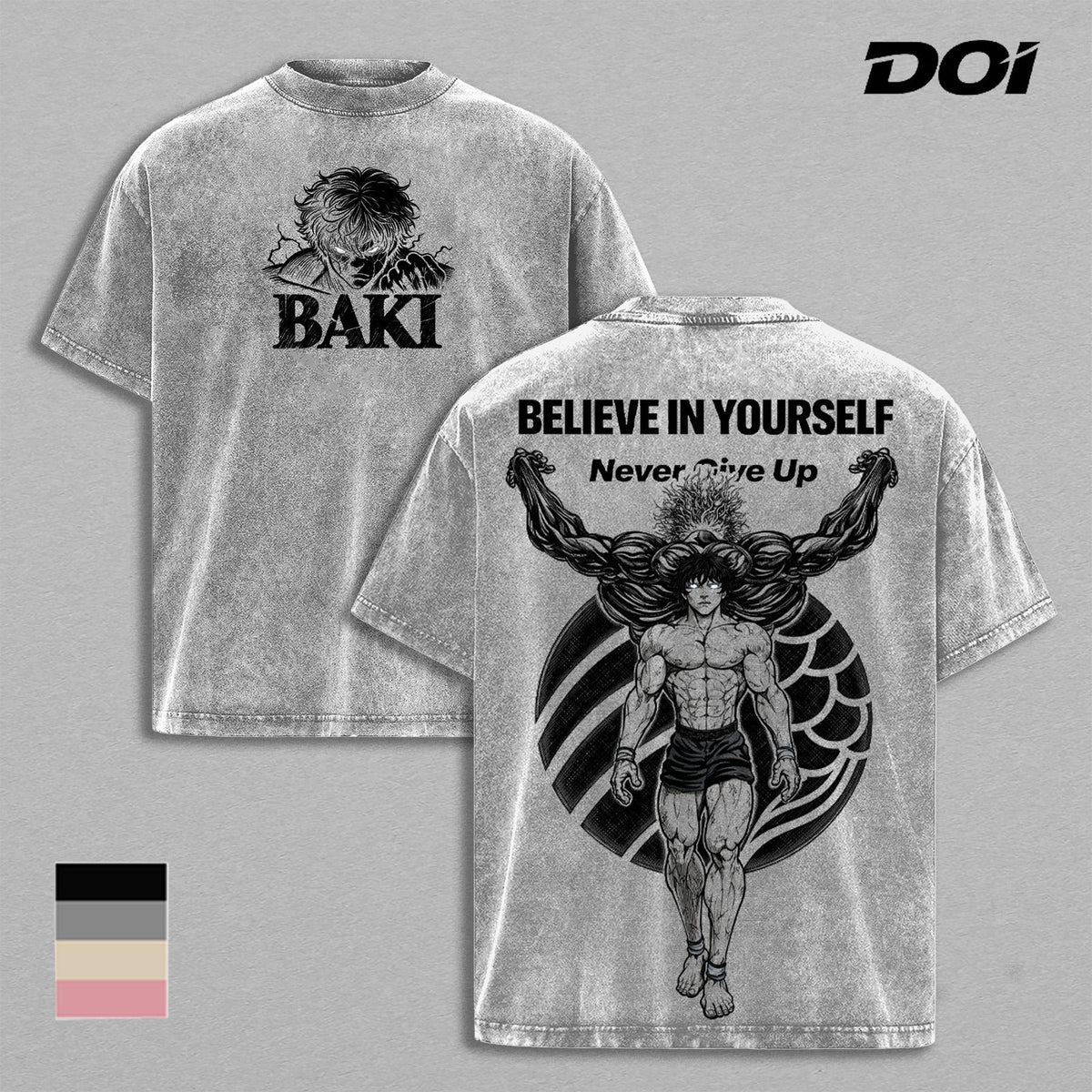 Baki Hanma Believe in Yourself Anime Vintage Washed Tee